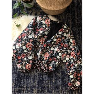 Zara Black Floral Bomber